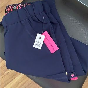 NWT Betsey Johnson Navy Blue Scrub Pants